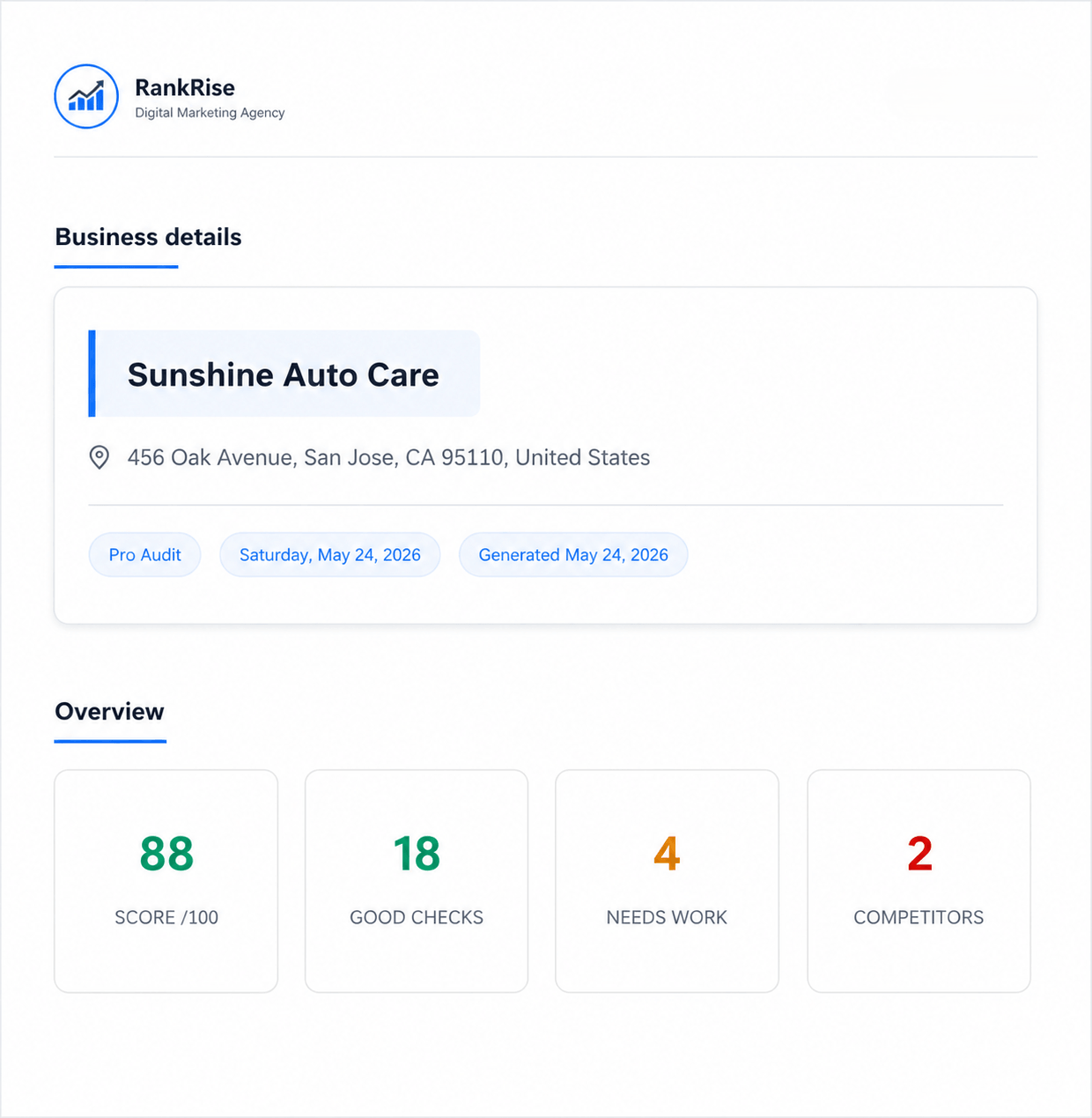 PinAudit white-label Google Business Profile audit PDF report
